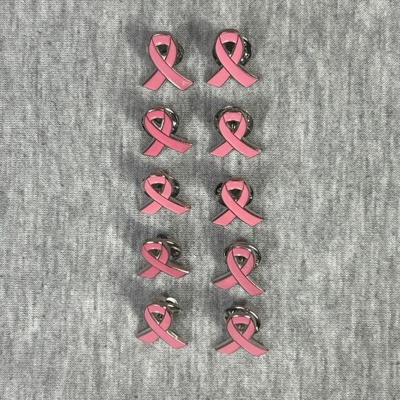 WizardPins Jewelry - 10 COUNT Pink Ribbon 3/5” Lapel Pins - Breast Cancer Awareness - Metal W/ Enamel
